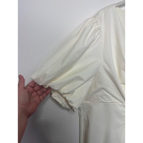 J.Crew Size 24 Cutout Puff Sleeve Sheath Dress In Cotton Twill Ivory Lined NWT - Picture 6 of 16